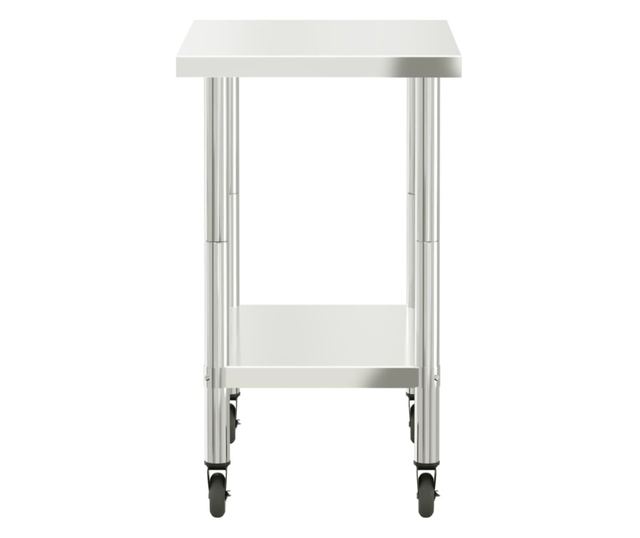 rozsdamentes acél konyhai munkaasztal kerekekkel 82,5x55x85 cm