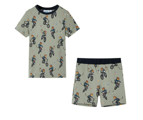 Pijamale pentru copii cu mâneci scurte, kaki deschis, 104