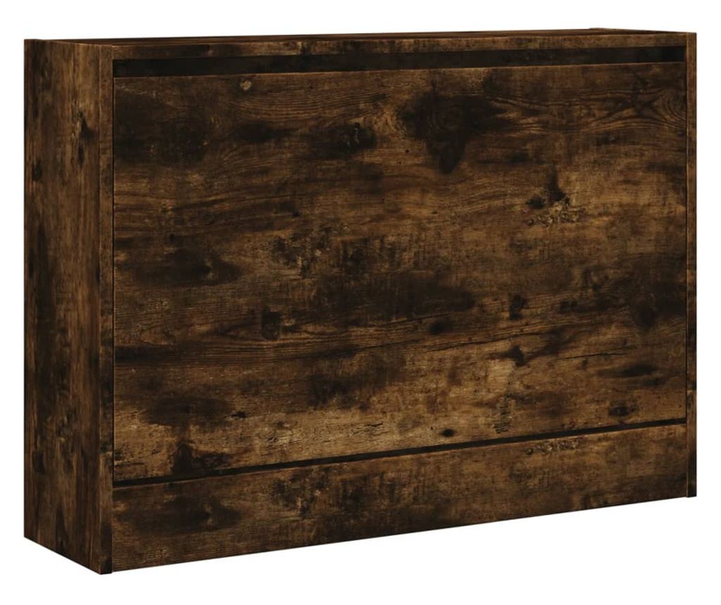 Шкаф за обувки, опушен дъб, 80x21x57 см, инженерно дърво - 4