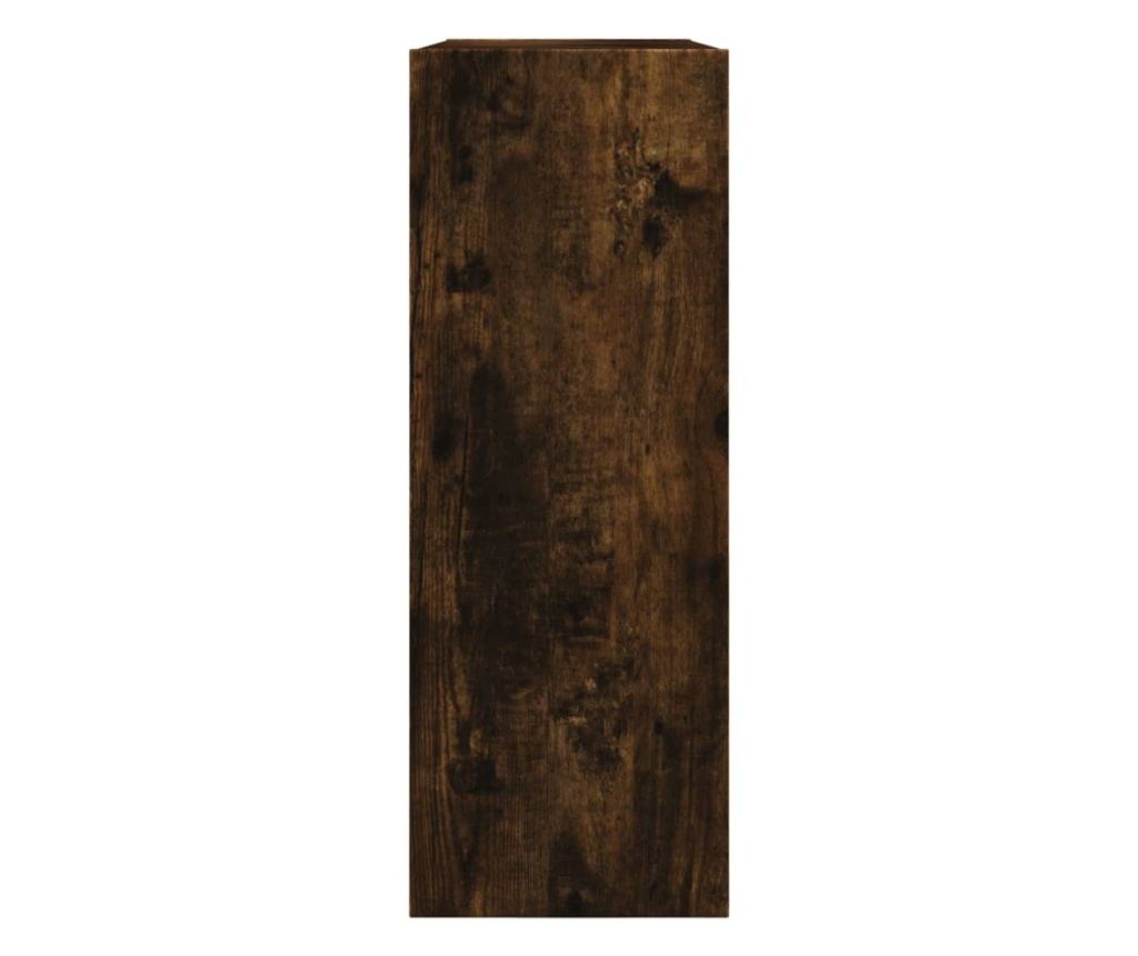 Шкаф за обувки, опушен дъб, 80x21x57 см, инженерно дърво - 6