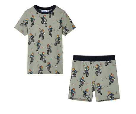 Pijamale pentru copii cu mâneci scurte, kaki deschis, 116