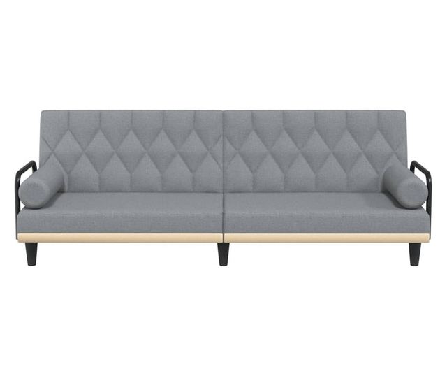 Kanapa rozkładana z podłokietnikami, jasnoszara, tekstylna