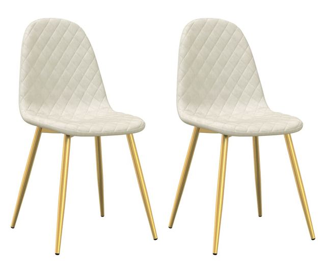 Stolice za kuhinju, 2 kom., krem bijela, baršun
