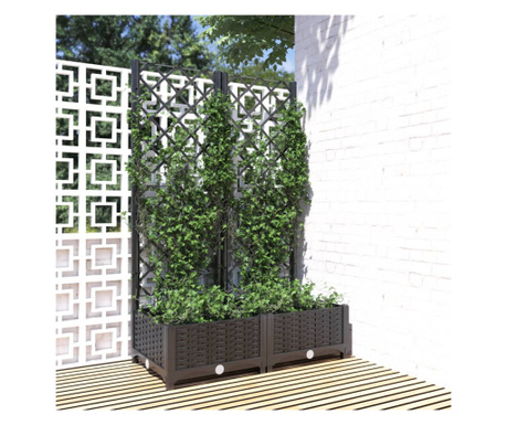 Jardinieră de grădină cu spalier negru, 80x40x121,5 cm, PP