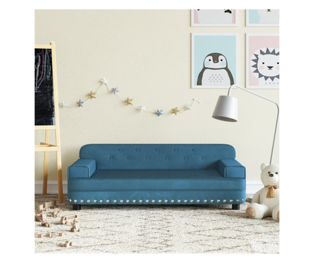 Canapea pentru copii, albastru, 90x53x30 cm, catifea