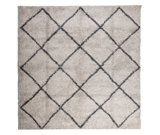 PAMPLONA bézs és antracit bolyhos modern szőnyeg 120 x 120 cm