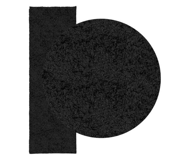 PAMPLONA fekete magas szálú bolyhos modern szőnyeg 80 x 250 cm