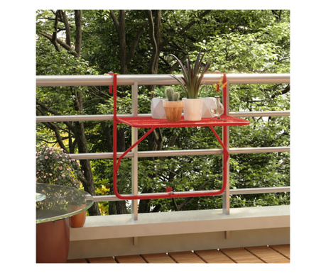 Masă de balcon, roşu, 60x40 cm, oțel