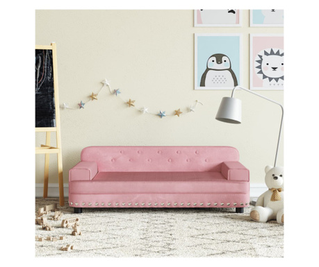 Canapea pentru copii, roz, 90x53x30 cm, catifea