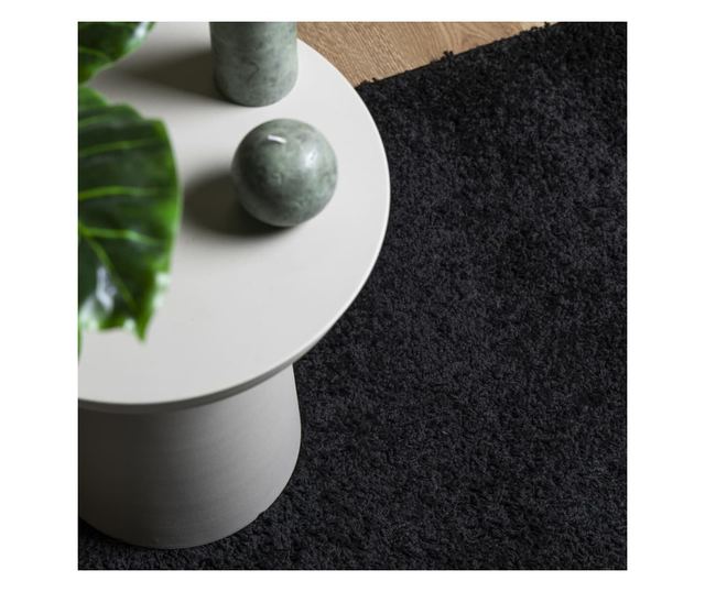 PAMPLONA fekete magas szálú bolyhos modern szőnyeg 80 x 250 cm