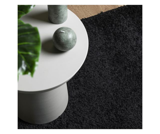 PAMPLONA fekete magas szálú bolyhos modern szőnyeg 200 x 200 cm