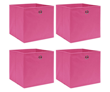 Cutii de depozitare, 4 buc., roz, 32x32x32 cm, textil