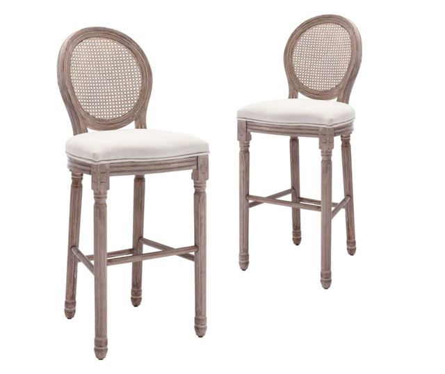 Barski stoli, 2 kosa, beli, platno