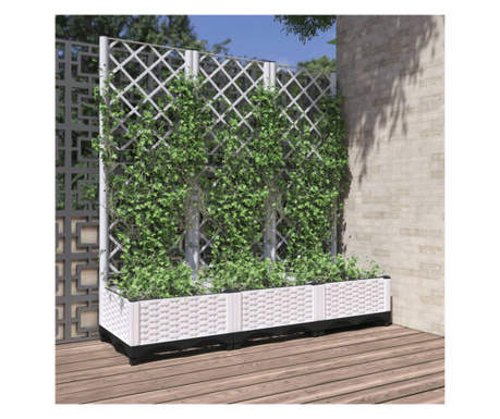 Jardinieră de grădină cu spalier, alb, 120x40x121,5 cm, PP
