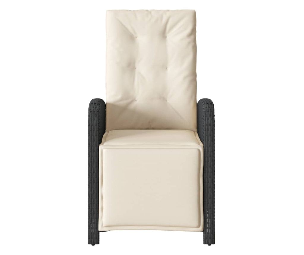 Бистро комплект с възглавници 3 части черен полиратан - 5