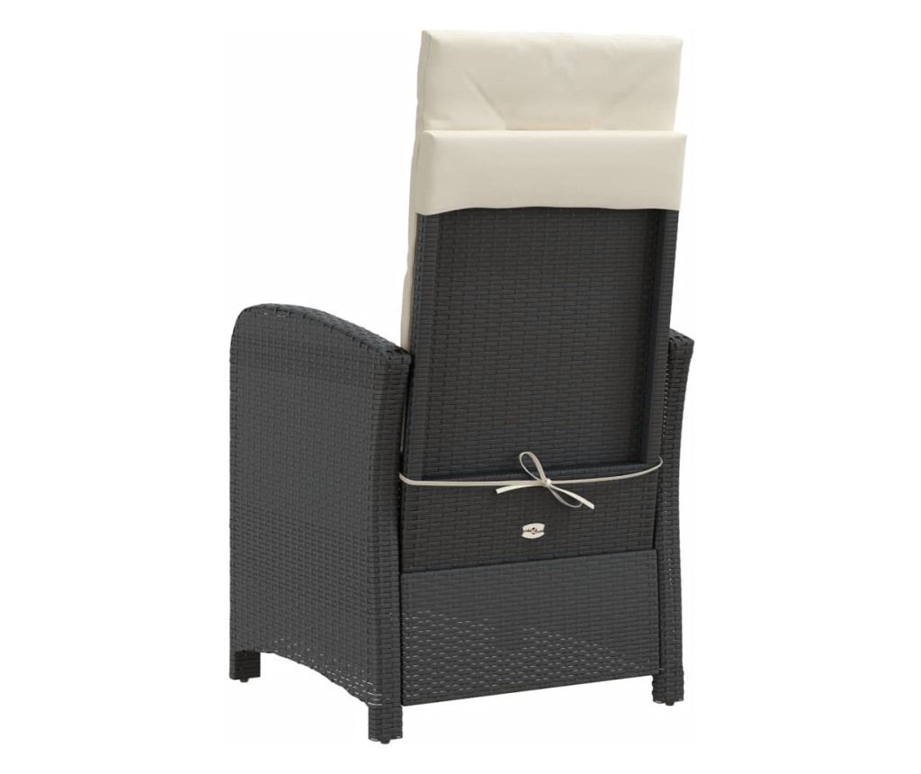 Бистро комплект с възглавници 3 части черен полиратан - 7