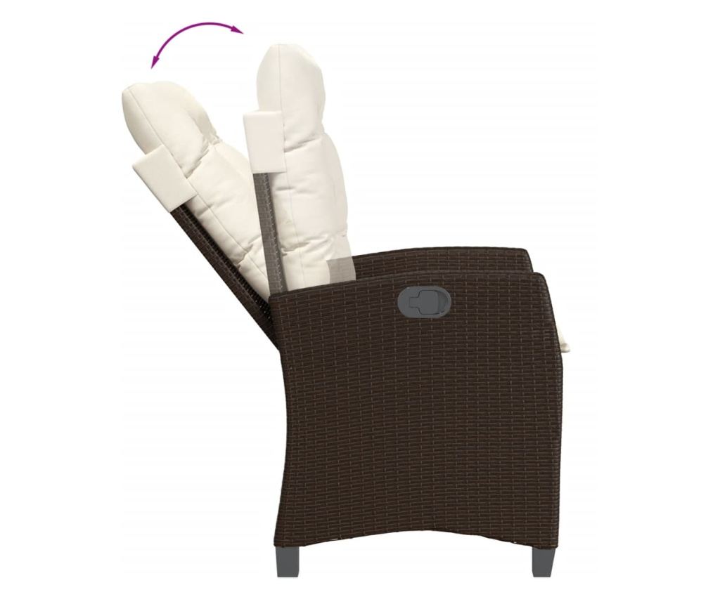 Бистро комплект с възглавници 3 части кафяв полиратан - 15