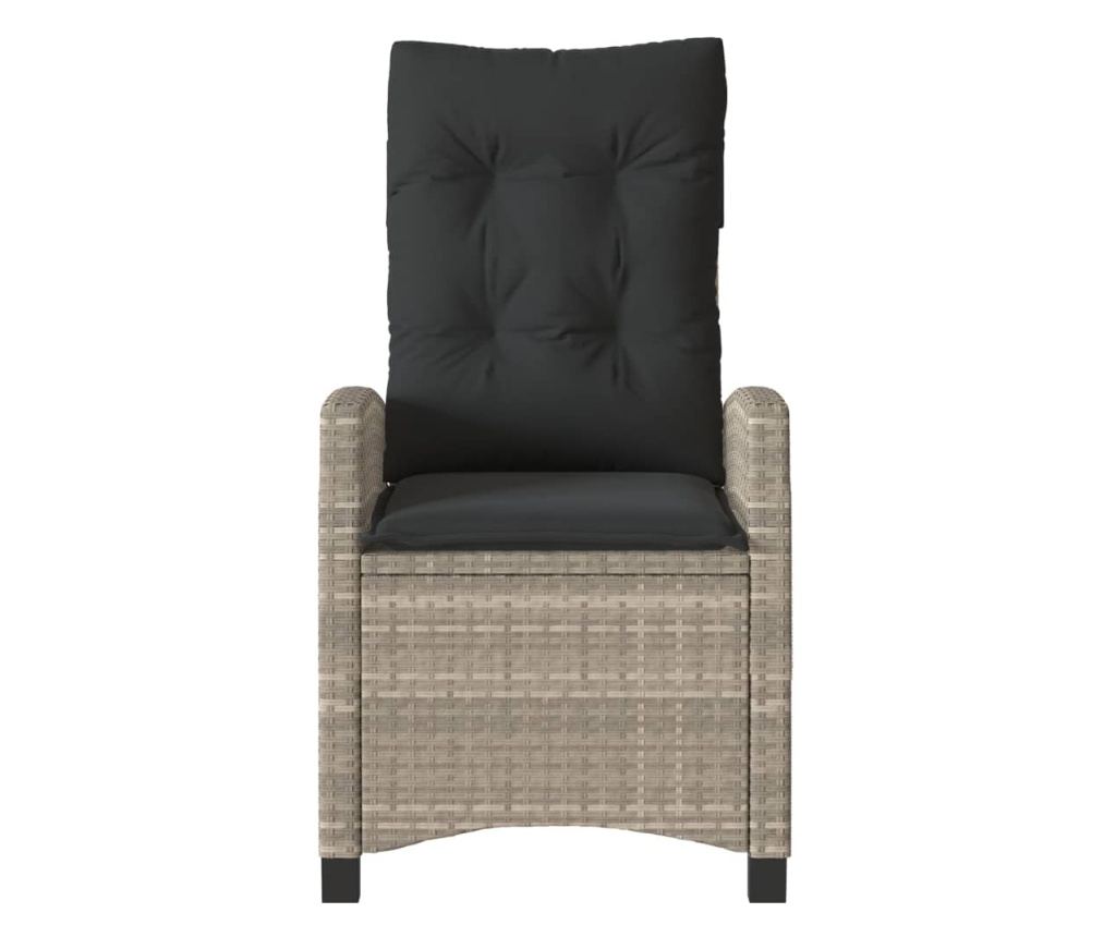 Бистро комплект с възглавници 3 части светлосив полиратан - 5