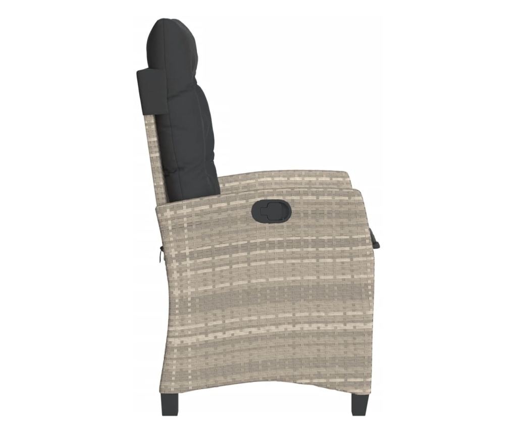 Бистро комплект с възглавници 3 части светлосив полиратан - 6