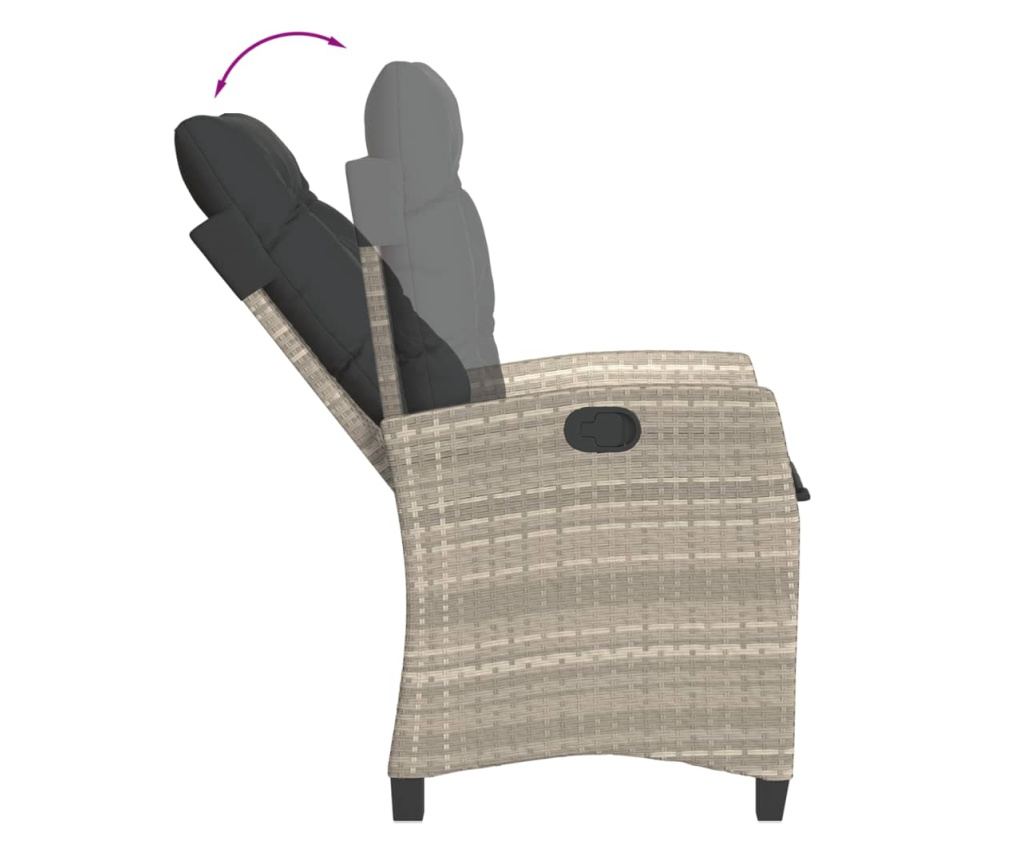 Бистро комплект с възглавници 3 части светлосив полиратан - 8