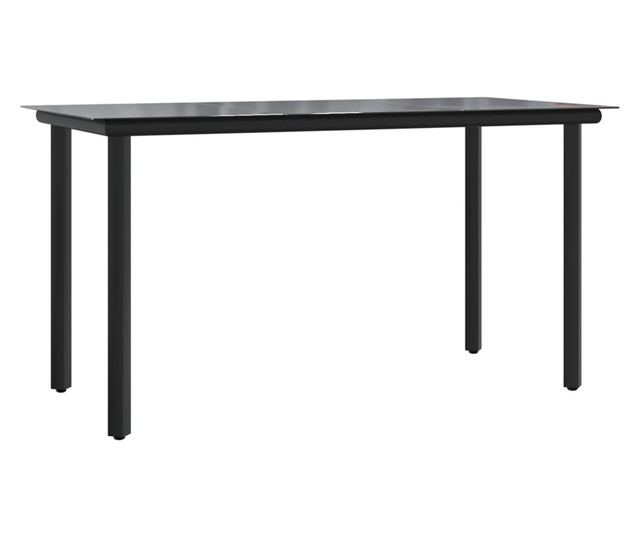 Градински комплект мебели, 9 части, Черен, Текстилен и Стомана