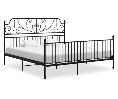 Cadru de pat, negru, 200x200 cm, metal