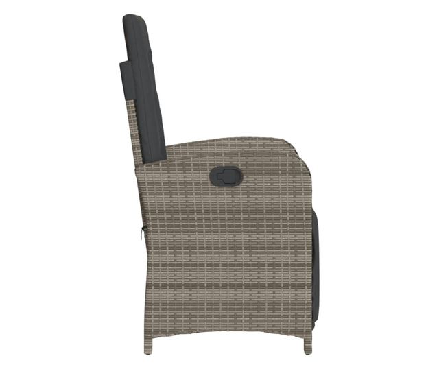 szürke polyrattan dönthető kerti szék lábtartóval