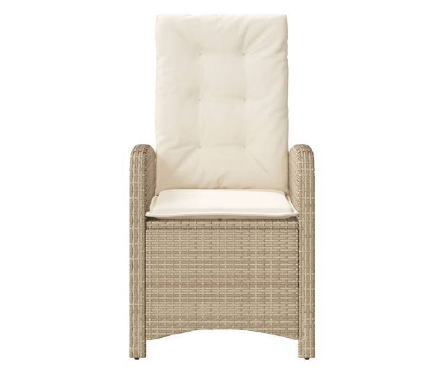 2 db bézs polyrattan dönthető kerti szék párnákkal