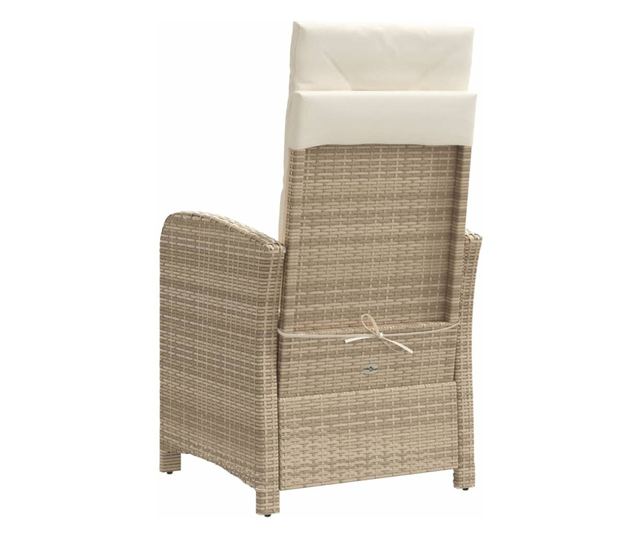 2 db bézs polyrattan dönthető kerti szék párnákkal