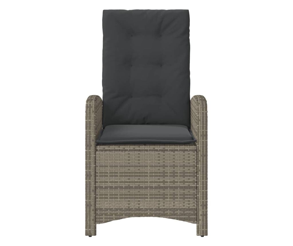 Бистро комплект с възглавници 3 части сив полиратан - 5