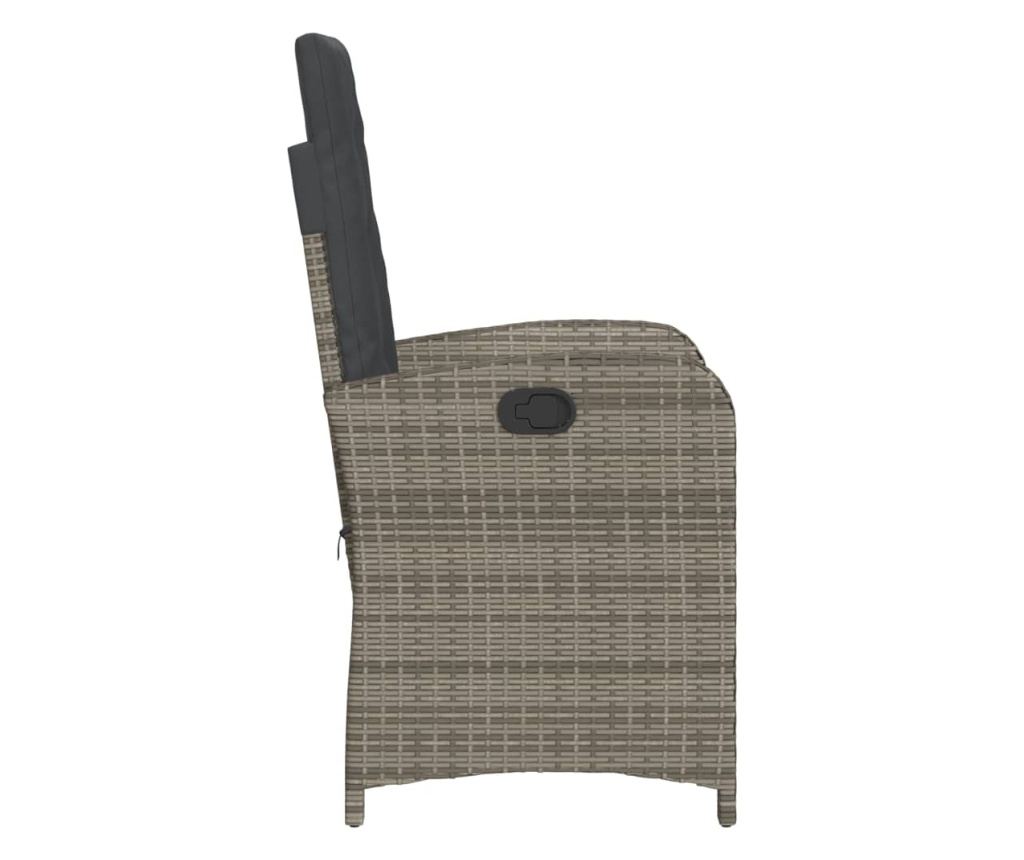 Бистро комплект с възглавници 3 части сив полиратан - 6