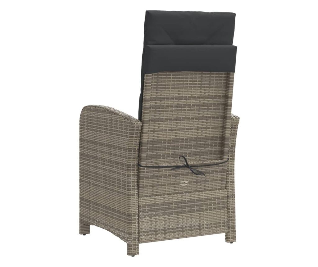 Бистро комплект с възглавници 3 части сив полиратан - 7