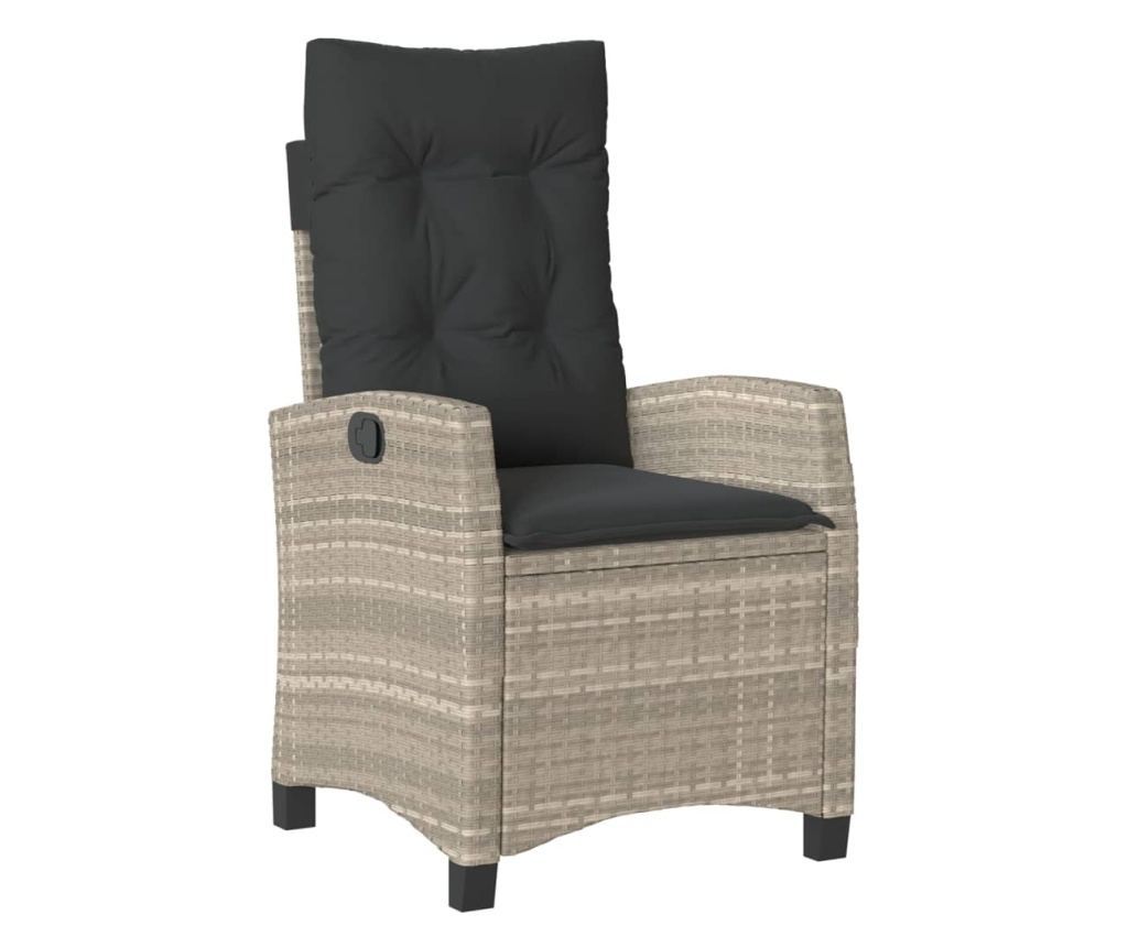 Бистро комплект с възглавници 3 части светлосив полиратан - 4