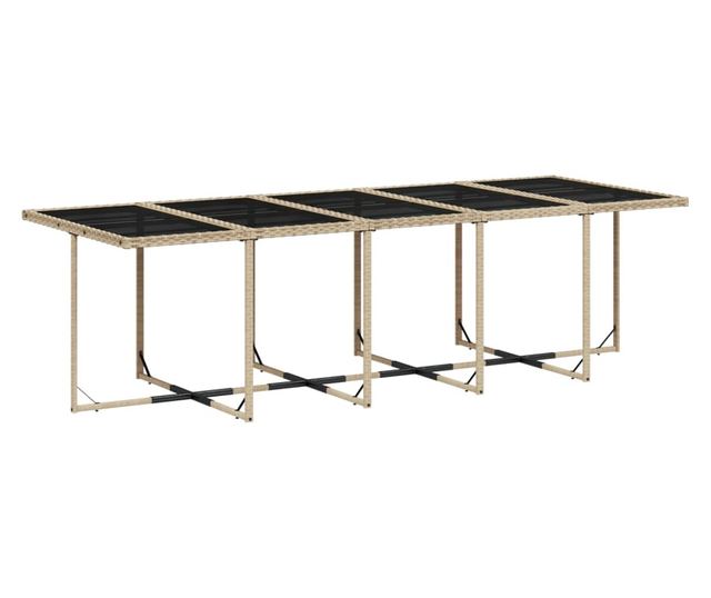 Градински комплект с възглавници, 11 части, бежов полиратан