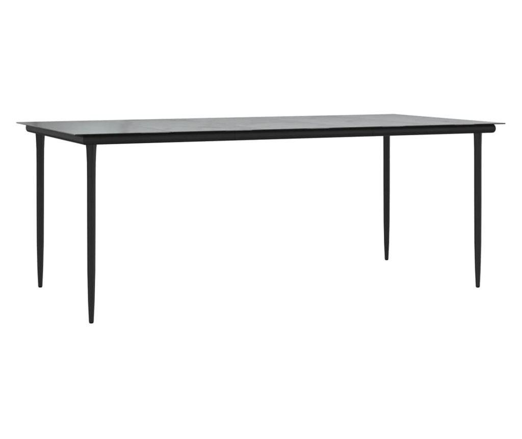 Градински комплект мебели, 7 части, Черен, Текстилен и Стомана - 6