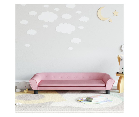 Canapea pentru copii, roz, 100x50x26 cm, catifea