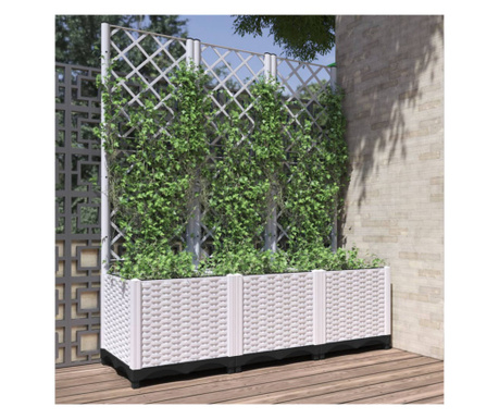 Jardinieră de grădină cu spalier, alb, 120x40x136 cm PP