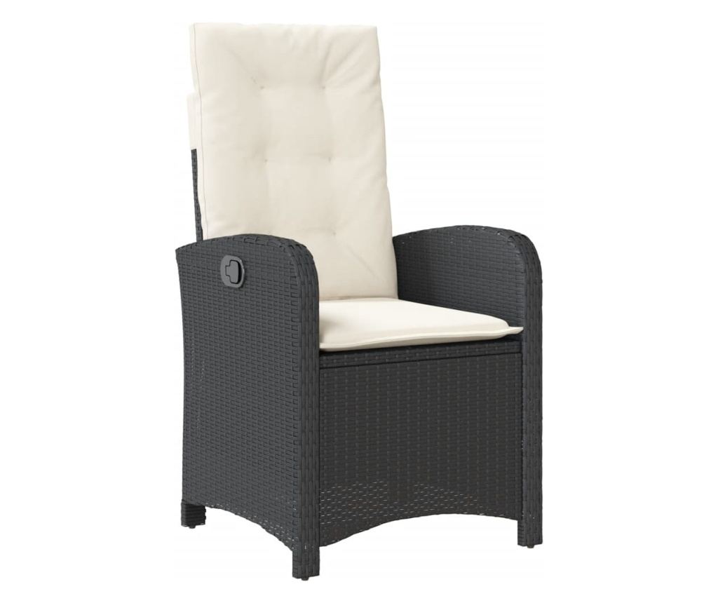 Бистро комплект с възглавници 3 части черен полиратан - 4