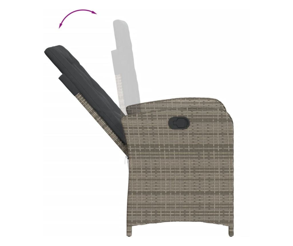 Бистро комплект с възглавници 3 части сив полиратан - 8