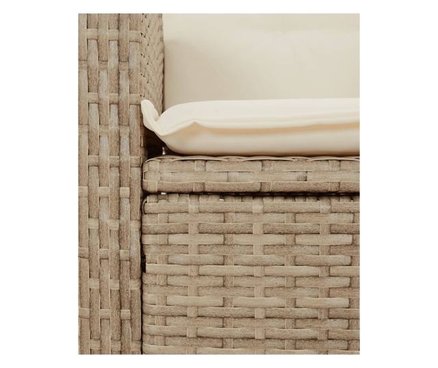 2 db bézs polyrattan dönthető kerti szék párnákkal