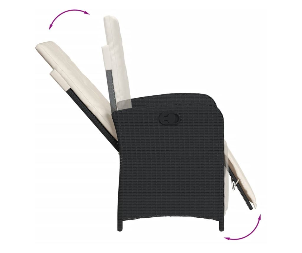 Бистро комплект с възглавници 3 части черен полиратан - 8