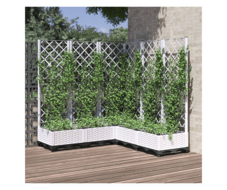 Jardinieră de grădină cu spalier, alb, 120x120x121,5 cm, PP