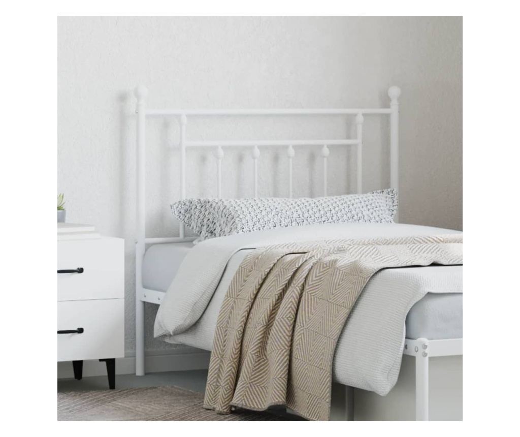 Metalni uzglavlje za krevet, bijelo, 90 cm - 5