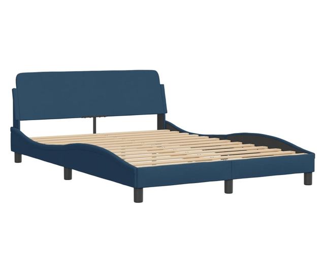 kék szövet ágykeret fejtámlával matrac nélkül 140x200 cm