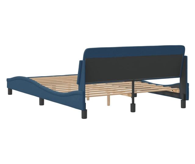 kék szövet ágykeret fejtámlával matrac nélkül 140x200 cm