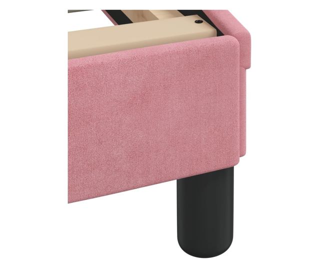 rózsaszín bársony ágykeret fejtámlával 200 x 200 cm