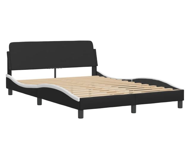 Легло с матрак, черно и бяло, 140x190 см изкуствена кожа