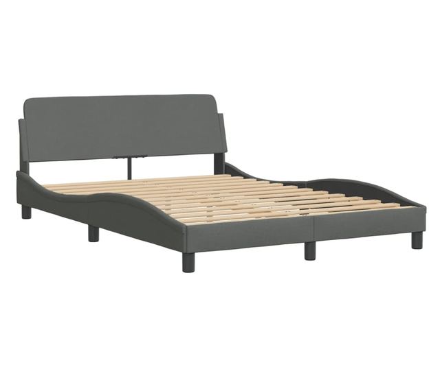 sötétszürke szövet ágykeret matrac nélkül 140 x 190 cm