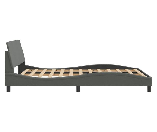 sötétszürke szövet ágykeret matrac nélkül 140 x 190 cm