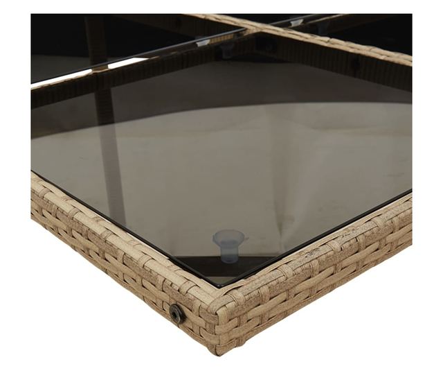 Градински комплект с възглавници, 13 части, бежов полиратан